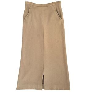 Vintage Bleyle West Germany Wool Skirt Camel Midi Visible Mending Project